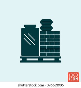 Pallet icon. Pallet with various cargo icon minimal design. Vector illustration.