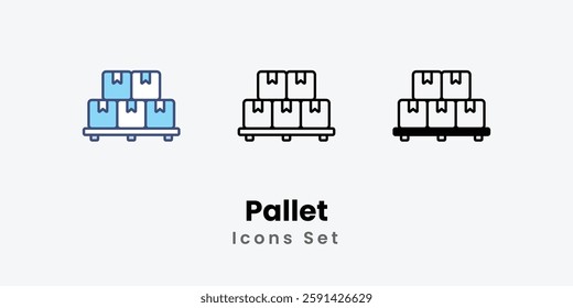 Pallet icons vector set stock illustration.