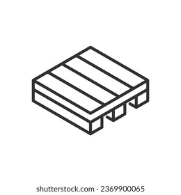 Pallet isometric style, linear icon. Line with editable stroke