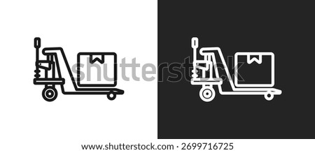 Pallet Jack Outline Icon In Black And White Filled Style