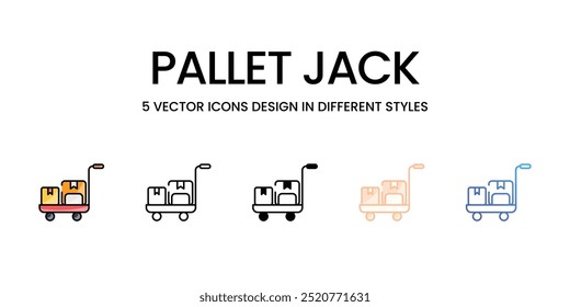 Conjunto de iconos vectoriales Pallet Jack listo para usar para Web y App móvil