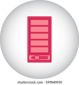 Pallet with lipstick symbol simple flat icon on background