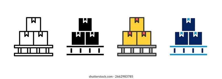 Pallet Load Icon Set Multiple Style Collection