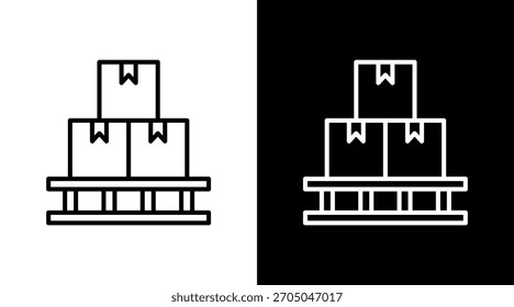 Pallet Load Outline Diseño de conjunto de iconos blancos