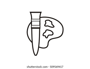 pallet and paintbrush simple illustration