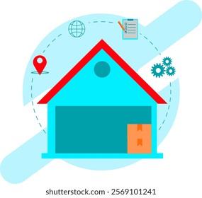 Pallet parcel box as icon. Illustration of cargo warehouse storage, stack of packages inside warehouse for wholesale delivery logistics delivery.