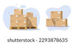 Pallet parcels boxes as cargo warehouse storage vector icon 3d graphic illustration, cardboard export carton packages pile stack for shipping logistic wholesale delivery clipart image