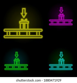 Pallet send gift neon color set icon. Simple thin line, outline vector of global logistics icons for ui and ux, website or mobile application