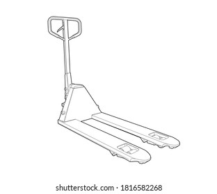 pallet truck. manual loader. cargo transportation logistics. move cargo and goods. warehouse