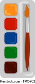 Pallet of watercolor paints, illustration, vector on a white background.