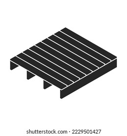Pallet wooden vector icon. Isometric black vector icon isolated on white background pallet wooden.