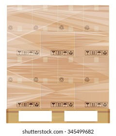 Pallet wrapped with plastic protection.
Illustration contains a transparency.
This  in a separate layer from the rest of the artwork and can easily be deleted or turned off.