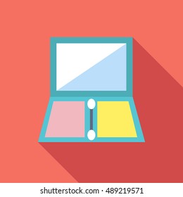 Pallets with eye shadows icon in flat style isolated with long shadow vector illustration