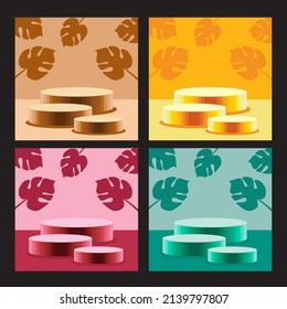 Pallets para la colocación de productos o la exposición de productos Adecuados para productos promocionales, incluidos cuatro colores, marrón, naranja, rojo, verde.