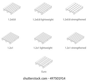 Pallets of various sizes in the linear design.