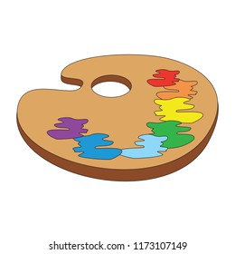 Pallette cartoon. Outlined illustration with thin line black stroke