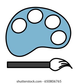 pallette paint with brush isolated icon