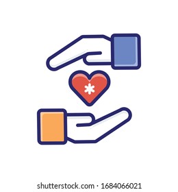 Icono de ilustración de vector de esquema relleno de cuidado paliativo.