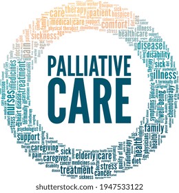 Palliative care vector illustration word cloud isolated on a white background.