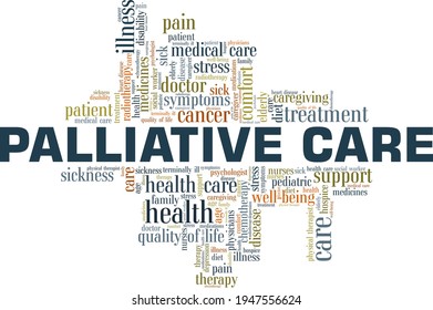 Palliative care vector illustration word cloud isolated on a white background.