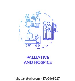 Palliative And Hospice Concept Icon. Patient With Chronic Illness Caregiving Service Idea Thin Line Illustration. Social Work. Vector Isolated Outline RGB Color Drawing