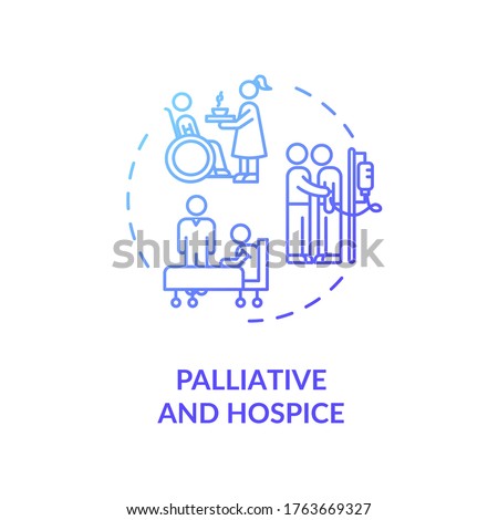 Palliative and hospice concept icon. Patient with chronic illness caregiving service idea thin line illustration. Social work. Vector isolated outline RGB color drawing