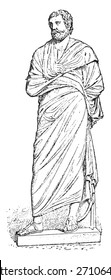 Pallium (after a statue of the museum), vintage engraved illustration. 