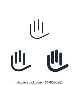 Palm. Arm. Set of vector linear icons isolated on a white background.
