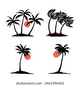 Palm art summer collections, coconut trees vector