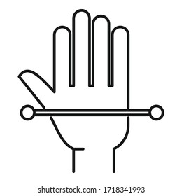Palm-Authentifizierungs-Scan-Symbol. Umriss-Palmauthentifizierungs-Vektorsymbol für Webdesign einzeln auf weißem Hintergrund