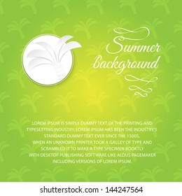 Palm background in label. Vector illustration.
