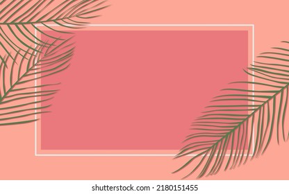 Palm background, pink backdrop, leaves, palm banners, pink border template 