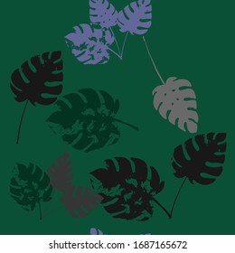 Palm, Banana Leaves Vector Seamless Pattern, Brown Green Khaki Exotic Floral Print. Sketched Jungle Leaves Summer Fabric. Male Eclectic Background. Exotic Floral Seamless Textile