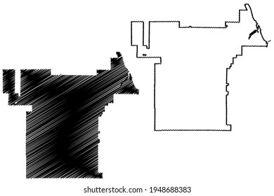 Palm Bay City, Florida (United States cities, United States of America, usa city) map vector illustration, scribble sketch City of Palm Bay map