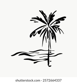 Palm beach, aesthetic illustration design element vector Aesthetic vector illustration isolated on white.