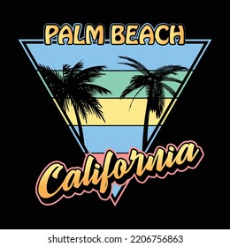 Palm beach California retro T shirt design 