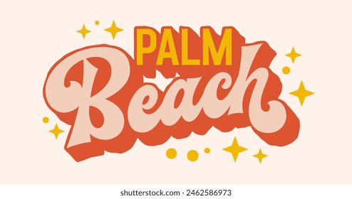 Palm Beach, chic and stylish lettering celebrating the laid-back glamour of Palm Beach. Typography design element perfect for fashion labels, boutique signage, and upscale promotional materials