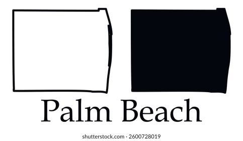 Palm Beach city map with black border outline vector