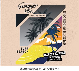 El Palm Beach Club. Diseño de impresión de vibraciones de verano. Sunshine tropical beach artwork. Palm Beach vibra arte. Diseño retro de la impresión de la playa para la impresión de la camiseta, póster, etiqueta engomada, fondo, hombres, mujeres y otros.