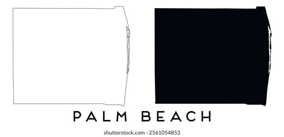 Palm Beach County, Florida map outline and black silhouette vector