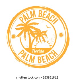 Palm Beach, Florida grunge rubber stamp on white, vector illustration