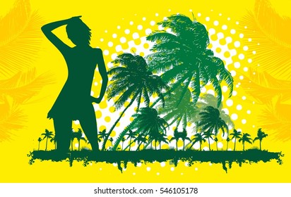 Palm beach girls graphic design vector art