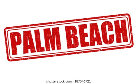 Palm Beach grunge rubber stamp on white, vector illustration