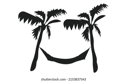 Palm Beach Hammoch Silhouette on white backgroung