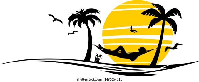 Palm Beach Hammock Silhouette Vector