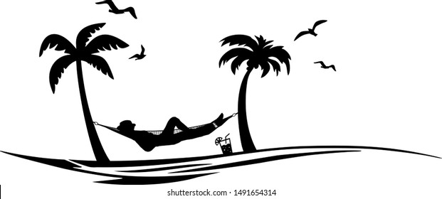 Palm Beach Hammock Silhouette Vector