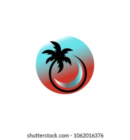 Palm beach holiday travel logo vector