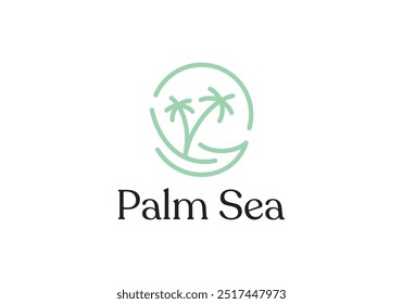 palm beach linear style logo design vector	
