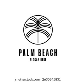 palme strand logo design konzept minimalistisch vektor label kreis