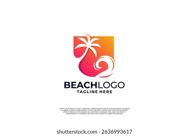 Palm beach logo design with gradient color
